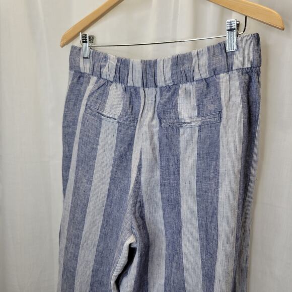 GAP Chambray Stripe Wide Led Crop Linen Pants, 10, NWT - Picture 8 of 11